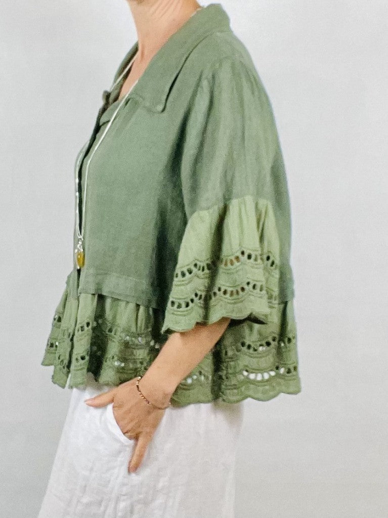 Khaki Green Baby Doll Top/Jacket