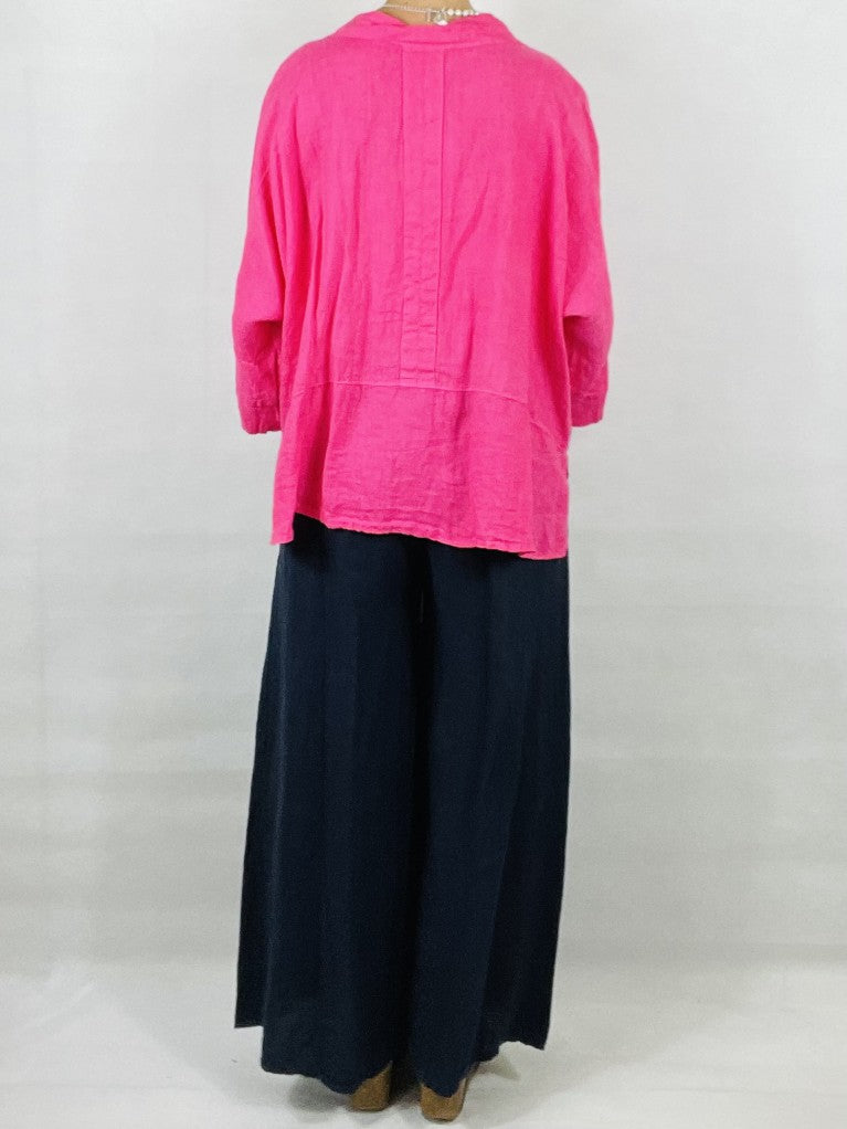 Pink Linen 3 Button Top/Jacket