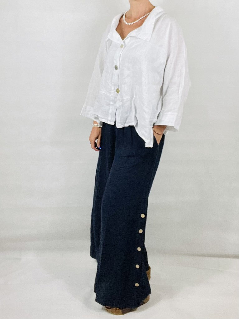 White Linen 3 Button Top/Jacket