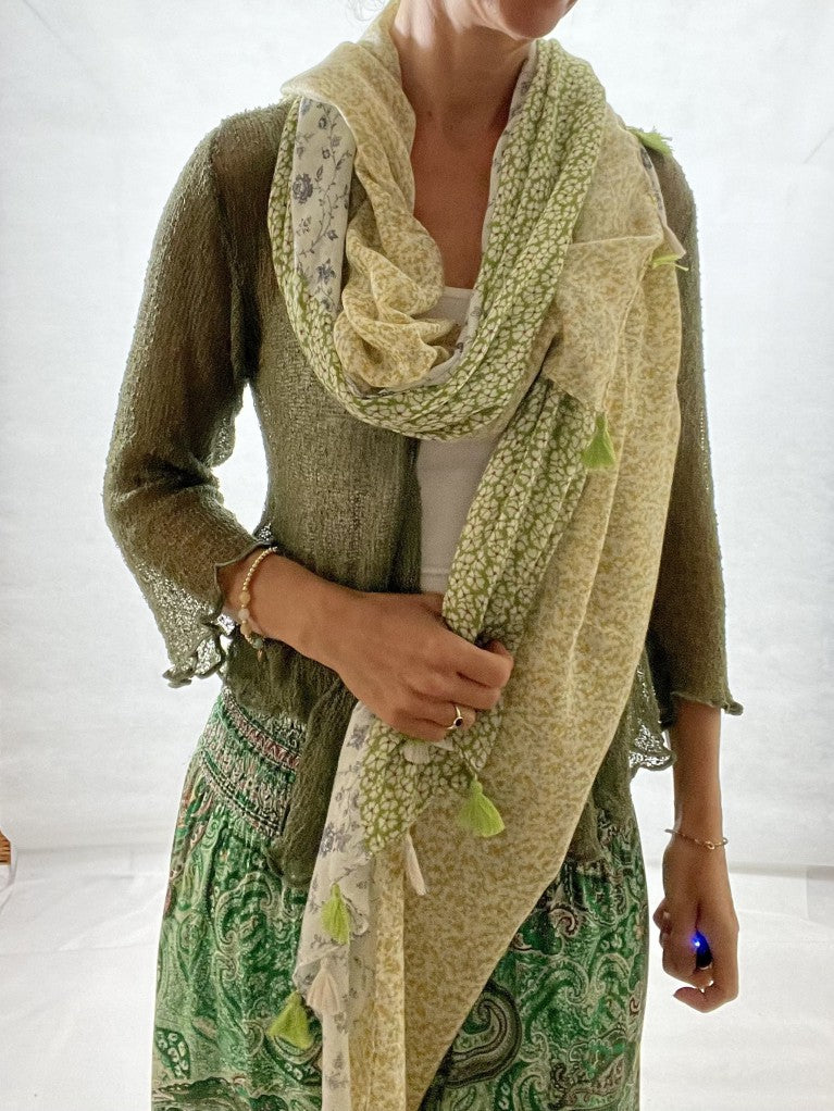 Khaki Green Ikat Shrug