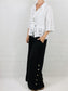 Black Wide leg Linen Trousers with Buttons