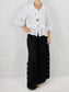 Black Wide leg Linen Trousers with Buttons