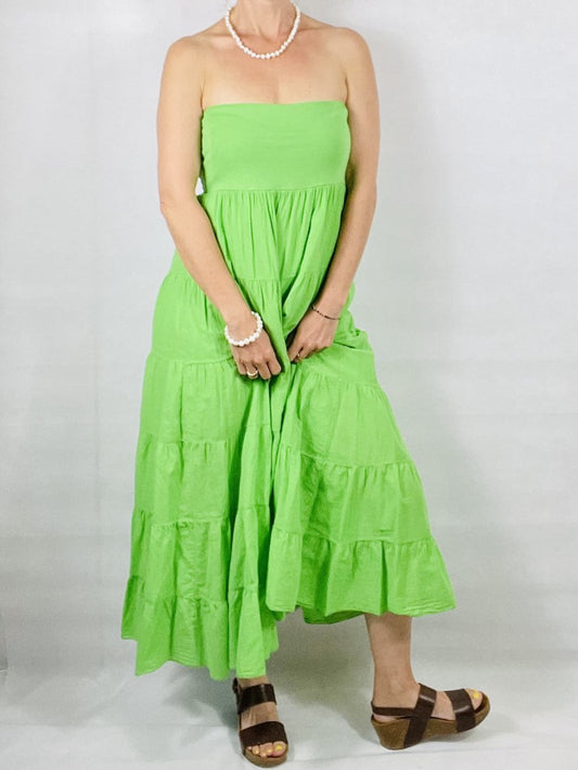 Neon Green Tiered Versatile- Skirt/Dress