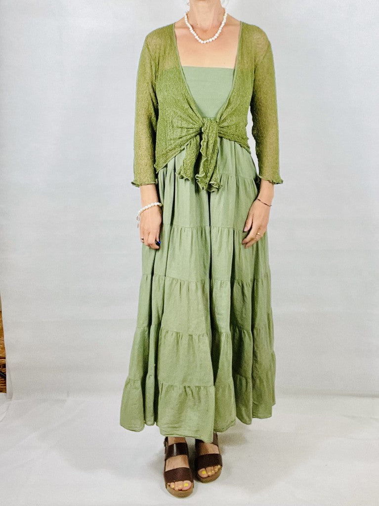 Khaki Green Tiered Versatile- Skirt/Dress