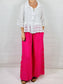 Pink Wide leg Linen Trousers with Buttons