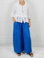 Cobalt Blue Wide leg Linen Trousers with Buttons