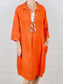 Orange Linen Tunic Dress with Two Pockets