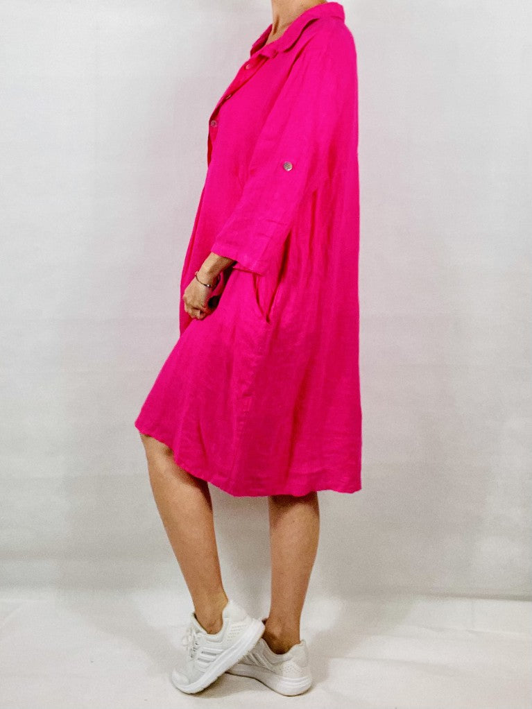 Pink Linen Tunic with Two Pockets