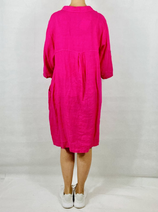 Pink Linen Tunic with Two Pockets