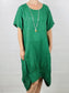 Green Linen Two Pocket Dress