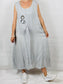 Silver Grey Linen Dress with Tie