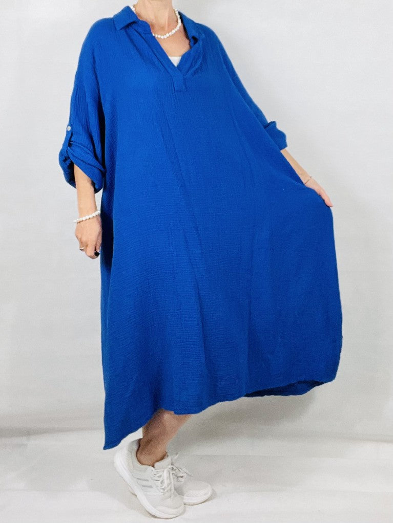 Blue cotton best sale maxi dress