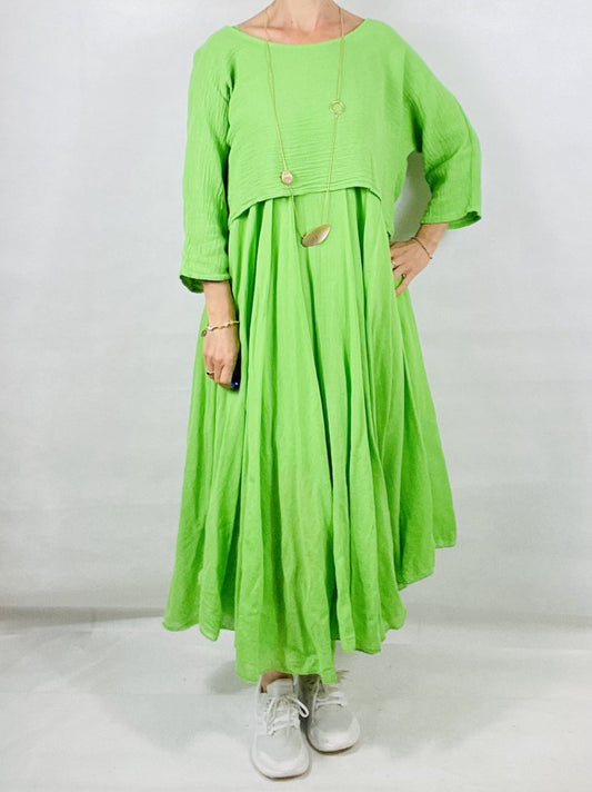 Neon Green Two Piece Maxi Dress